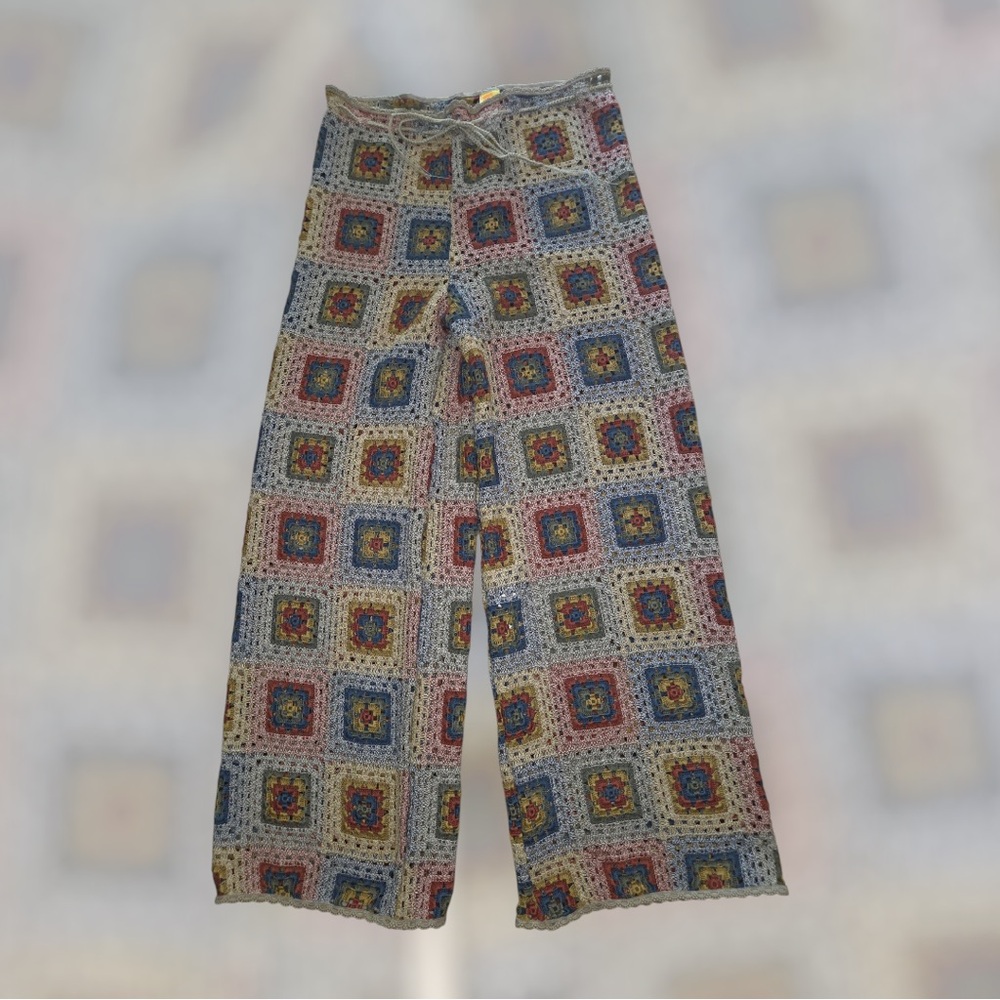 Agua Bendita Multicolor Crochet Pants Size S